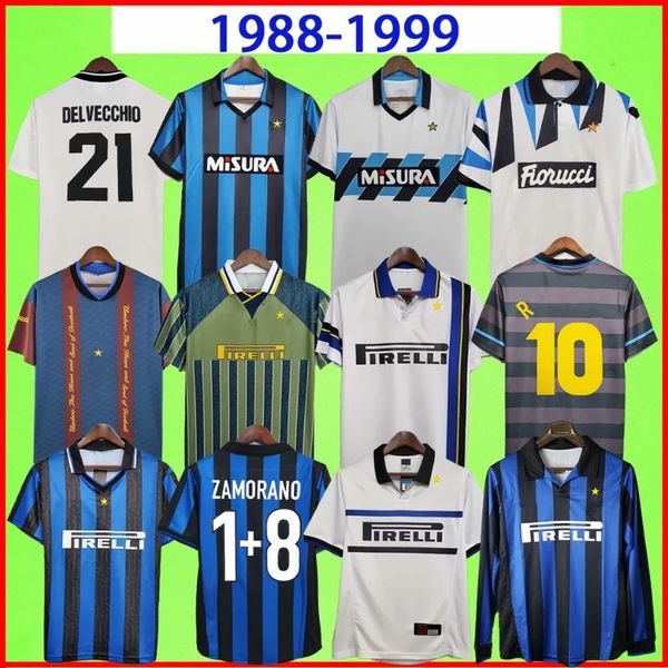 Retro-thailändisches Fußballtrikot Inter 88 89 90 91 92 93 94 Fußballtrikot Thailand SIMEONE MILANS Vintage Maglia da calcio 1988 1990 1991 1992 1993 1994 1995 1996 1997 1998 1999