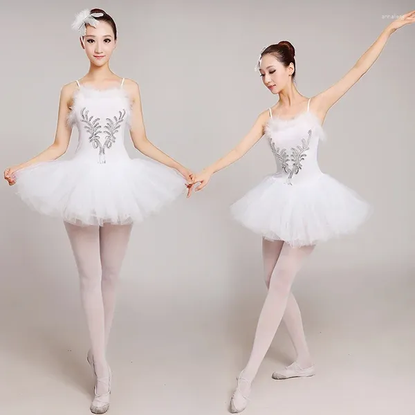 Abbigliamento da palcoscenico Vestito da balletto bianco per adulti Il Lago dei cigni Costume da ballerina per tutù da donna Body classico Performance Dancewear