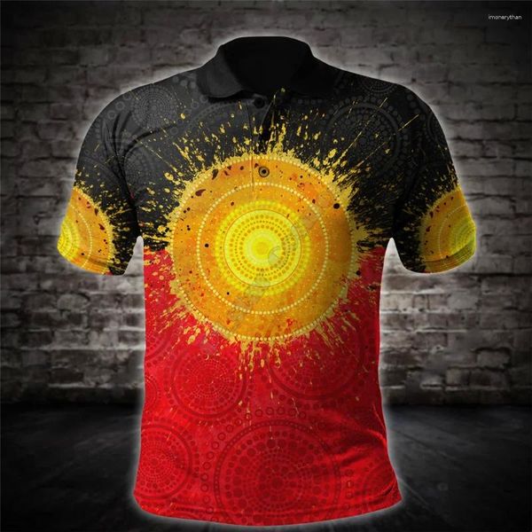 Herren Polos Aboriginal Naidoc Woche 2024 Lila Schildkröte Eidechse Sonnenpolo 3D-gedrucktes Hemd Männer Frauen Kurzarm Sommer-T-Shirt