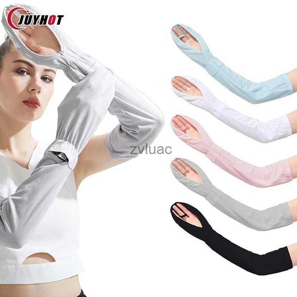 Scaldamuscoli Scaldamuscoli Scaldamuscoli unisex Protezione solare Ghiaccio Seta Manica per le mani Guanti di protezione UV Copri dita Corsa Pesca Ciclismo Sport da sci Maniche protettive per il braccio YQ240106