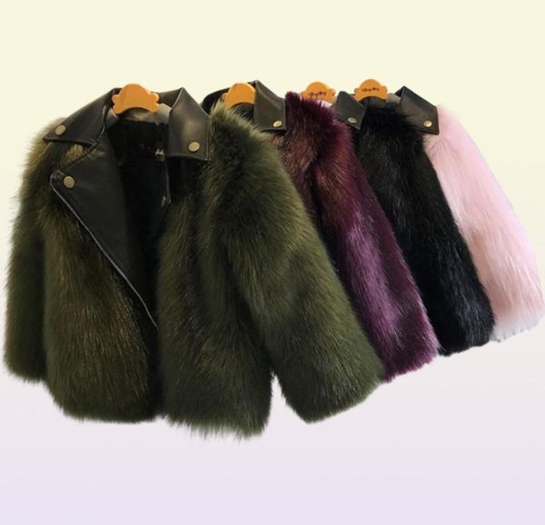 2021 novo estilo curto menina casacos de pele jaquetas imitação de raposa artificial pele grama alta qualidade plushleather inverno crianças bebê menina ou1851238