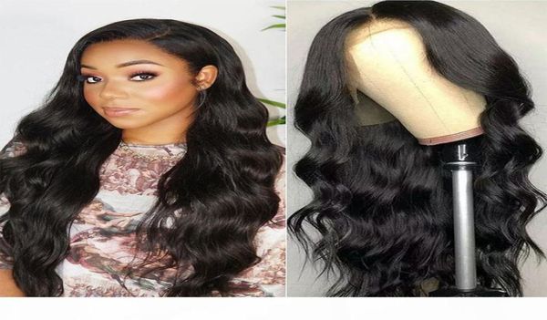 Onda do corpo malaio 360 perucas cheias do laço pré arrancadas com cabelo do bebê remy perucas de cabelo humano cor preta natural para perucas brancas 6716990