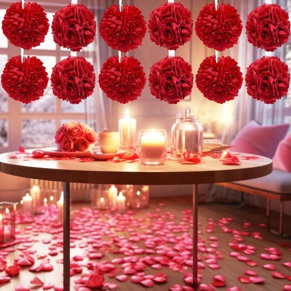 Fiori decorativi 1 pezzo rosso fiore artificiale palla di plastica fase di matrimonio grande simulazione festa ornamenti appesi