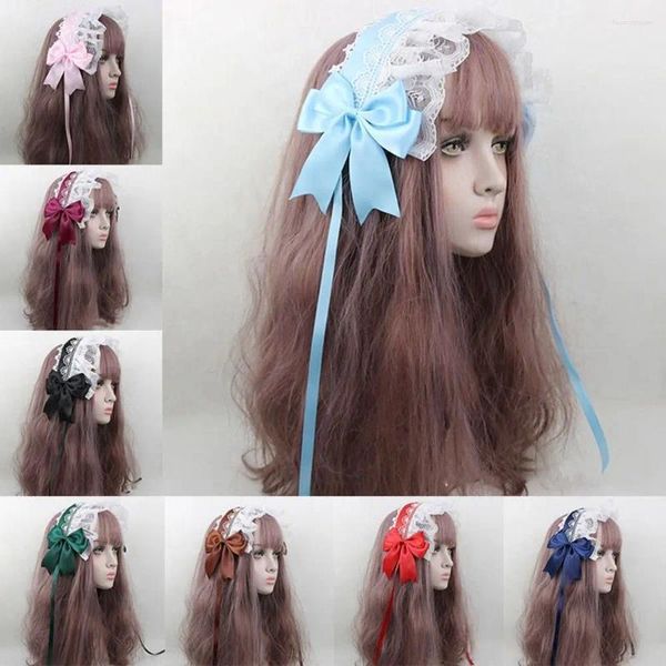 Articoli per feste Fascia in nastro di pizzo Cerchietto per capelli con fiocco gotico Copricapo carino per donne cosplay cameriera