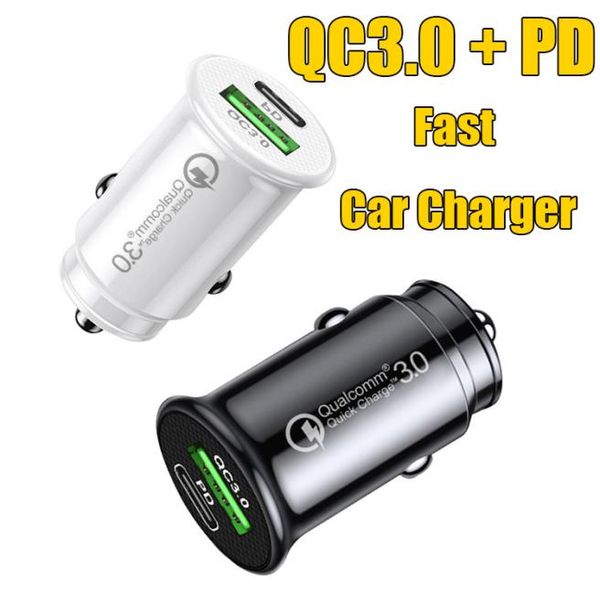 Caricatore rapido per auto PD QC 30 Caricatore rapido TypeC Spina USB Nuovo adattatore di alimentazione mini formato per Iphone Samsung Ricarica rapida 18W3473650