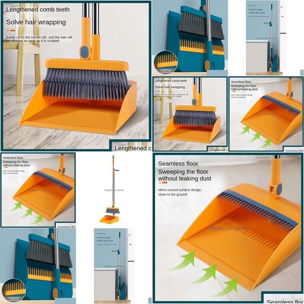 Mão Push Sweepers Vassoura Dustpan Conjunto Combinação Escovas Domésticas Magic Dobrável Antiaderente Cabelo Swee Ferramenta Única Drop Entrega Home G Dh7Dl