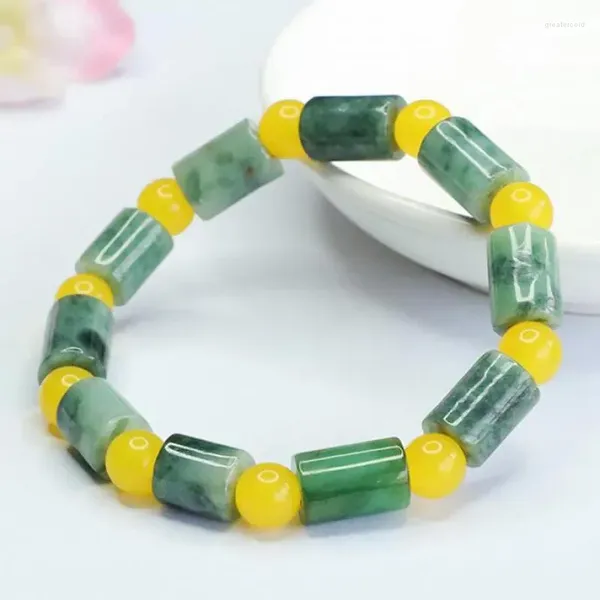 Strand 8 12mm Sınıf A Myanmar Jadeite Bilezik Erkek Kadın Takı Doğal Burma Jades Bilezikler Bangles