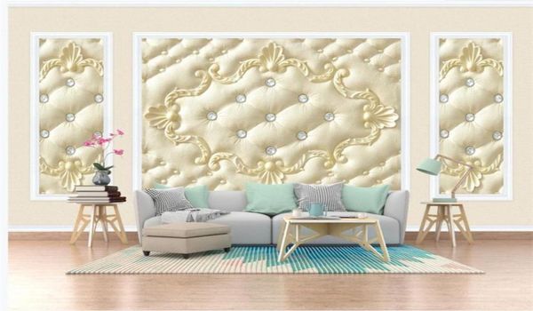 Роскошные европейские классические обои с росписью Palace Golden Carved 3D Soft Package обои Background Wall2058760