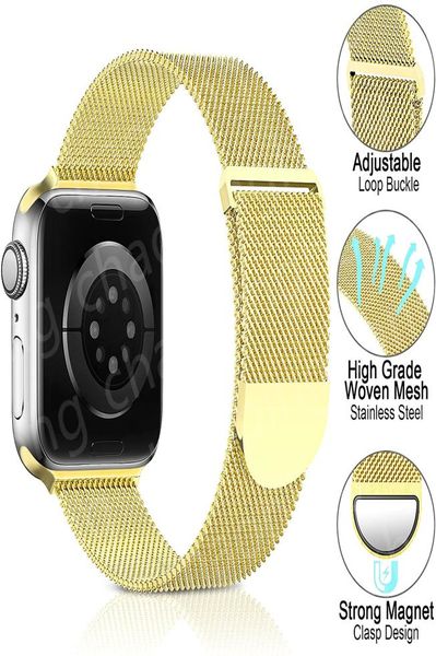 Uhrenarmband Edelstahl magnetisch Uhrenarmbänder 44mm Für Apple Band 42mm 38mm 40mm 41mm iwatch 1 2 3 4 5 6 SE 7 Bänder Streifen w2752172