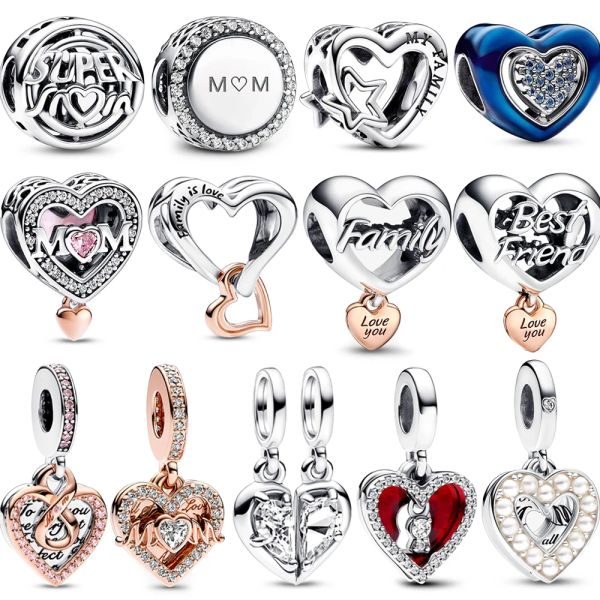 Nuovo arrivo 925 sterling silver ti amo mamma intrecciata cuori infiniti fascino braccialetto adatto per le donne collana gioielli fai da te