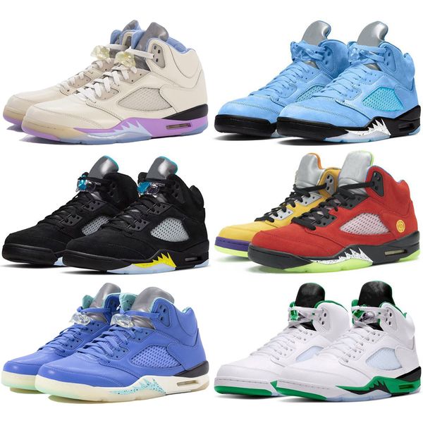 Scarpe da basket 5 Scarpe classiche piatte Jumpman 5s Scarpe sportive da uomo University Blue Top3 Green Bean OG Nero metallizzato Moonlight What The Aqua Red Scarpe da ginnastica da passeggio