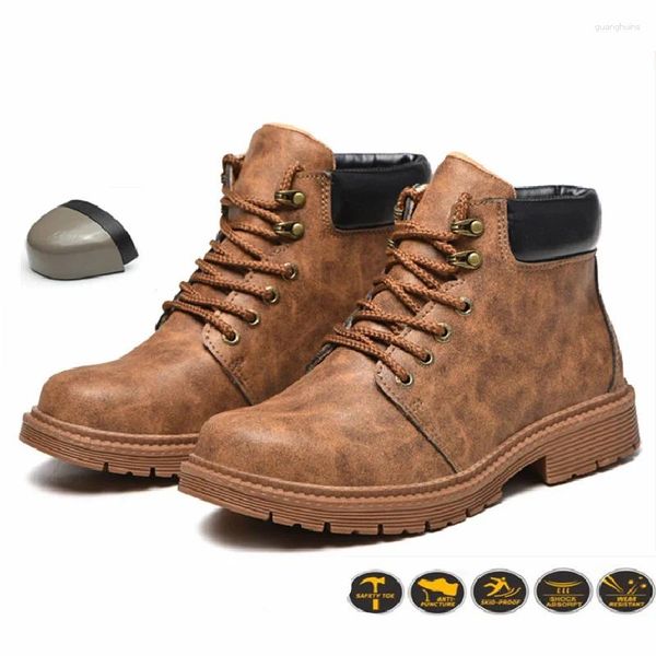 Botas masculinas impermeáveis sapatos de segurança de trabalho anti-punctura indestrutíveis homens ferramentas amarelo clássico tênis de combate