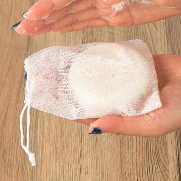 Borse portaoggetti 10 pezzi borsa da bagno detergente gorgogliante a rete per schiuma di sapone manuale a doppio strato spazzola per il corpo in silicone