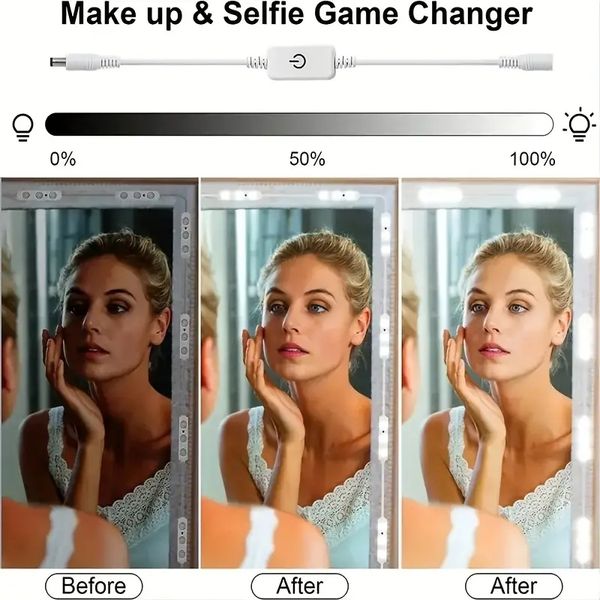 1 комплект светодиодных модулей с регулируемой яркостью и питанием от USB, 42 светодиодных сенсорных переключателя, холодные белые полосы света, освещение вашей комнаты, яркий макияж, более расслабленный и красивый