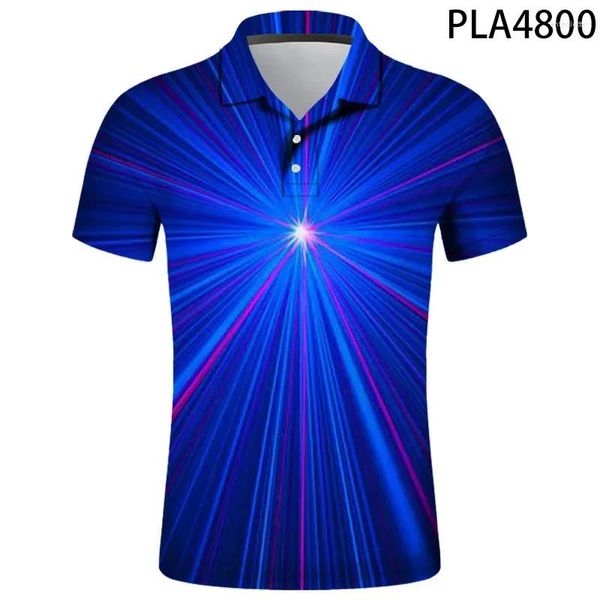 Erkek Polos Polo Homme Renkli Lazer Moda Sokak Giyim Sıradan Hombre Camisas de Harajuku Serin 3D Baskılı Erkekler Gömlek Kısa Kollu