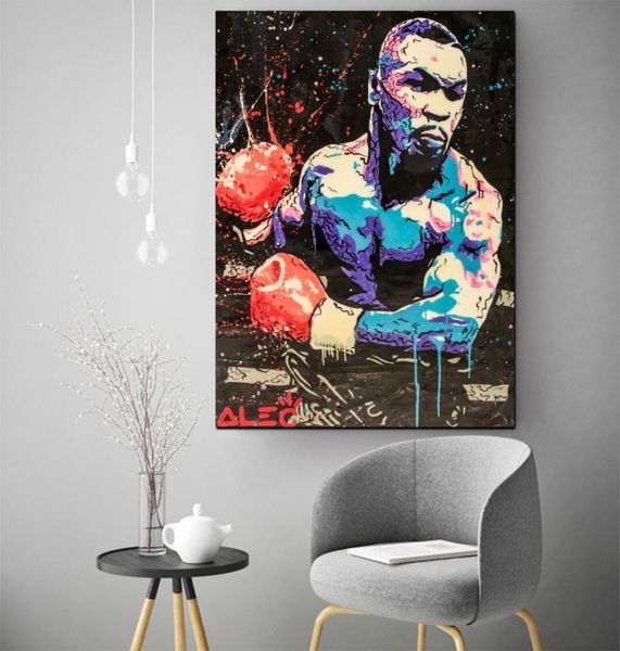 Alec Boxing Mike Tyson Graffiti-Kunst, Leinwand, Ölgemälde, klassische berühmte Figur, Poster, Drucke, Wandkunst, Bilder für Wohnzimmer, Ho7666001