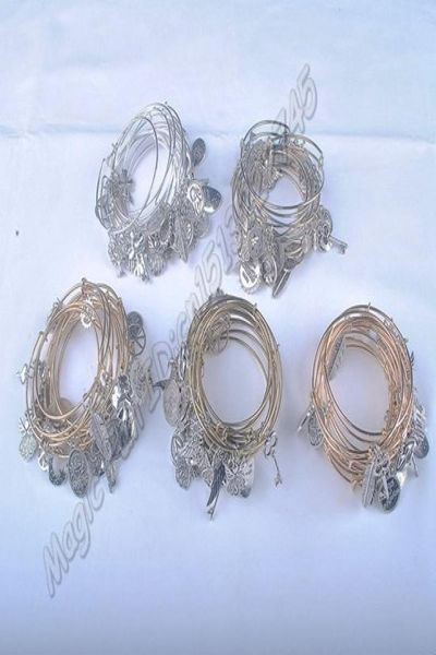 Bracciale color oro argento 5 pezzi all'ingrosso nuovissimi braccialetti espandibili regolabili in lega di moda donna c0017058787