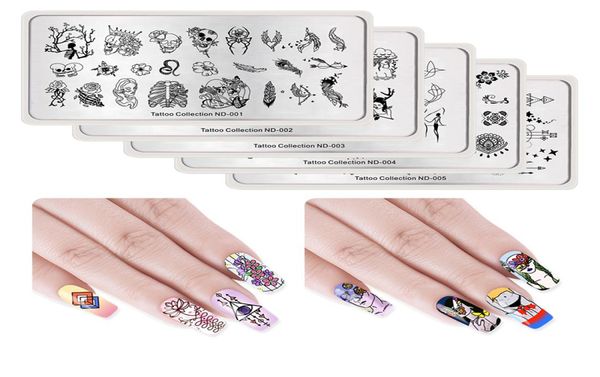 Nagelstempel-Bildplatte Typografie Tattoo Natur Tier Nail Art Stempel Vorlage Schablone Nägel Werkzeug4806563