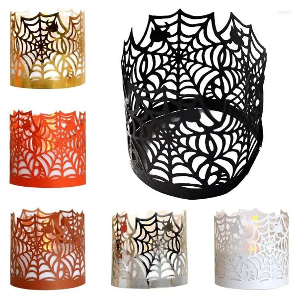 Kerzenhalter 50 Stück Halloween Web Papier geschnitten hohl flammenlos Teelicht Lam Drop