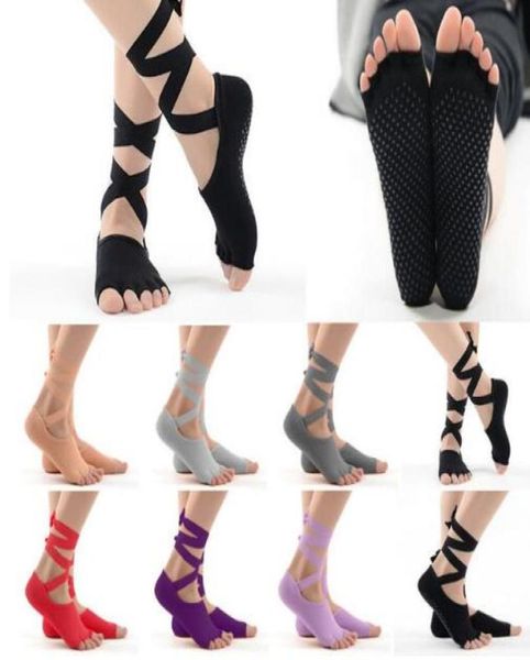 Носки без пальцев в балетном стиле, йога, пилатес, Barre Grip, с нескользящей ручкой, носки для танцоров, черные3344028