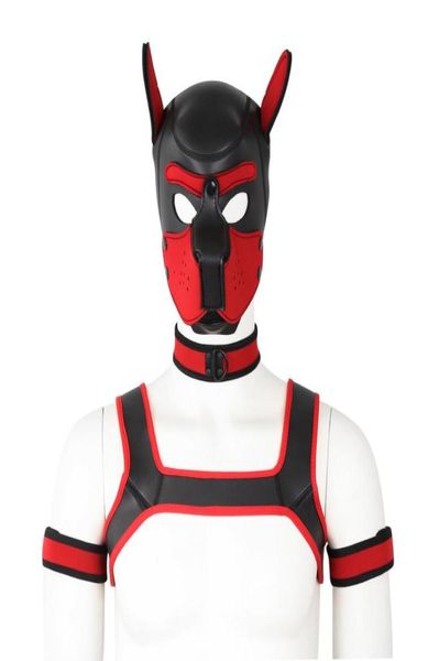 Köpek Bes Bondage Hood Maskesi Yaka kol bandı cosplay fantezi kablo demeti bdsm seksi set yetişkin oyunları slave yavr