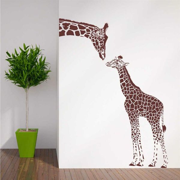 Жираф и ребенок жираф стикер на стену домашний декор гостиная искусство стены татуировки виниловая съемная наклейка животное тема обои LA979 2275l