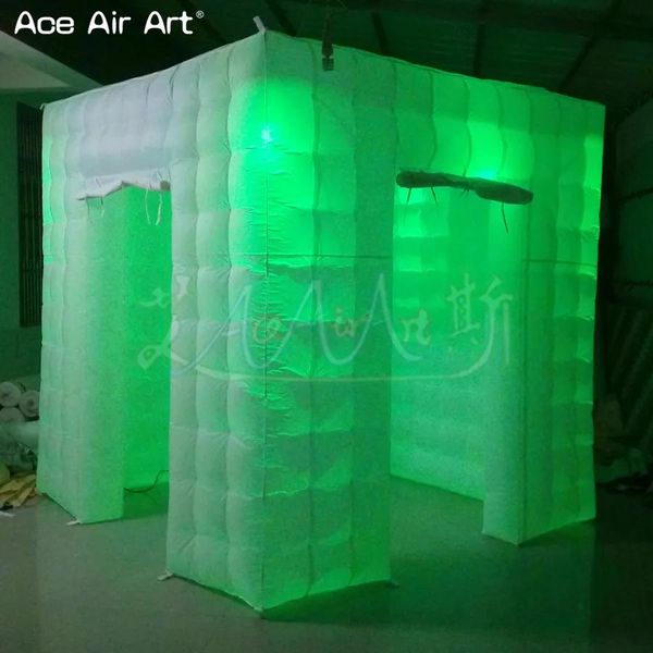 Suprimentos 2.4x2.4x2.4m H Inflável Evento Photo Booth LED Selfie Cube Tenda com luzes coloridas e controles remotos para decoração ou festa