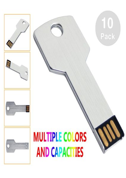 Silber 10PCSLOT Metallschlüssel 4G 8G 16G 32G USB 20 Flash-Laufwerke Flash Pen Drive Speicher Daumenstift Memory Stick für Computer Laptop M6362545