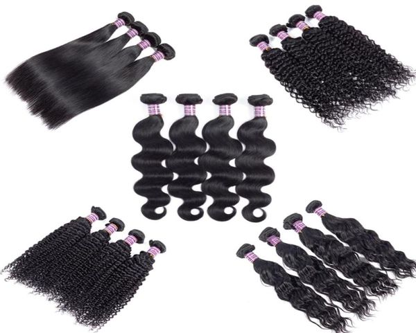 Capelli umani lisci brasiliani vergini intrecciano fasci di capelli umani di acqua profonda del corpo Capelli ricci crespi malesi peruviani non trasformati Ext3433254