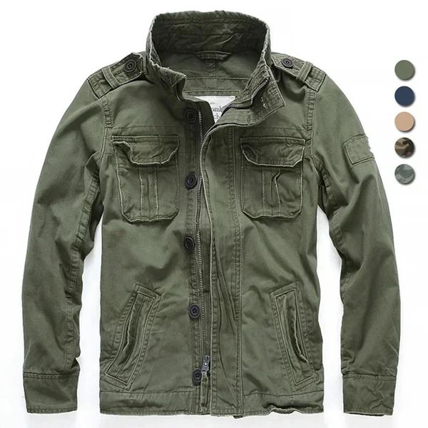 Männer Militärjacke M65 Denim Retro Cargo Jacken Outdoor Multi Taschen Camo Tops Feld Lässige Mode Wandern Mäntel Uniform 240105