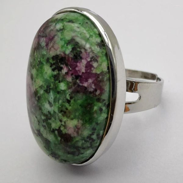 Cluster anéis vermelho verde zoisite pedra oval grânulo gem dedo anel jóias para mulher presente tamanho 8 x131