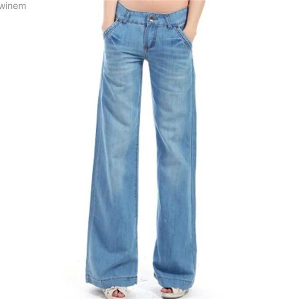 Женские джинсы, новые широкие брюки, свободные брюки-клеш с прямой талией, белые джинсы для женщинL240105