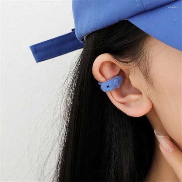 Orecchini posteriori 1 pezzo fiocco carino per donna polsino per orecchio in velluto rosa blu con clip su gioielli in stile coreano regalo senza piercing