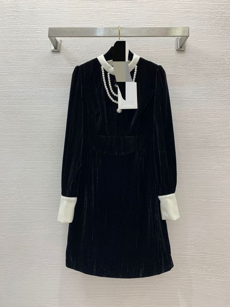 10011 2024 Milano Runway Dress PRIMAVERA girocollo manica lunga a metà polpaccio nero marca stesso stile abito da donna moda alta qualità WeinishG24010257