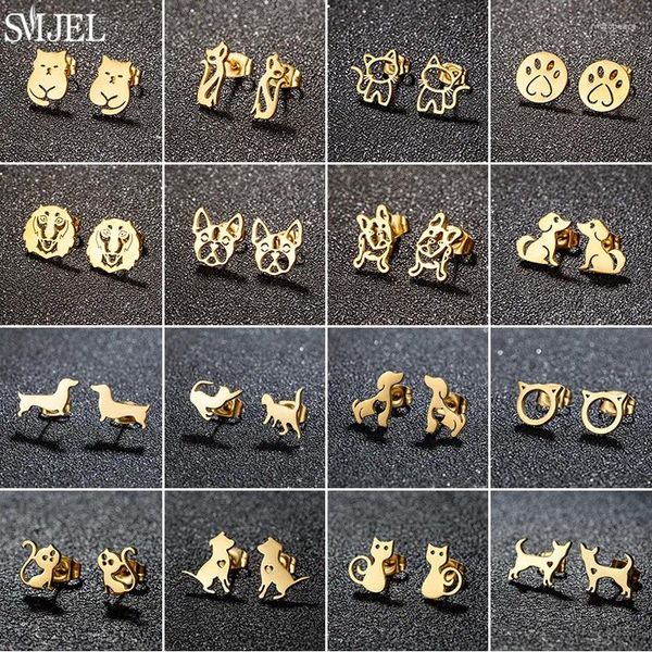 Ohrstecker SMJEL Schönes Tier Edelstahl Für Frauen Kinder Schmuck Dackel Chihuahua Hund Ohrringe Kätzchen Zubehör