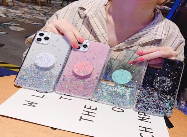 3D Diamond Holder stand Glitter siliconen telefoonhoesje voor iPhone X XR XS 11 Pro Max 6s 7 8 plus voor Samsung A50 S9 S10 Note 10 92734362