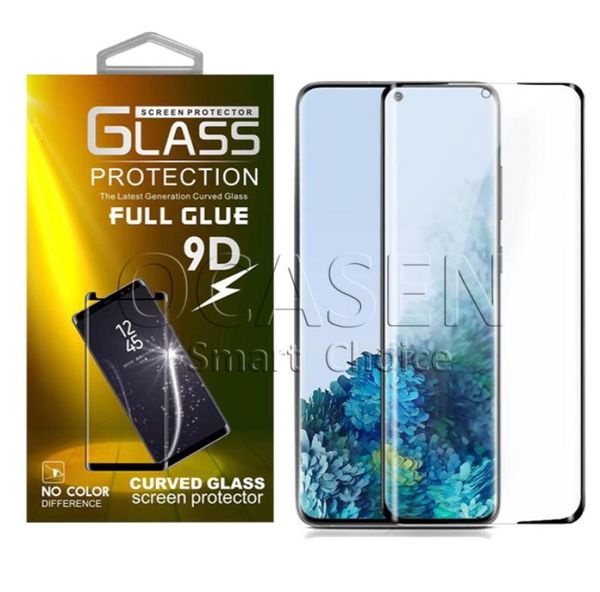 Caixa de cola adesiva completa amigável 3D 5D vidro temperado para Samsung S9 S10 S20 Plus Ultra Note 9 10 Plus com pacote de varejo 6184540