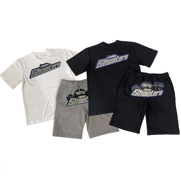 Мужская футболка Trapstar Короткие рубашки со стрелками Экипировка с рукавами 23SS Спортивный костюм хип-поп шорты футболка Хлопковая футболка London Streetwear спортивная одежда 3311ess