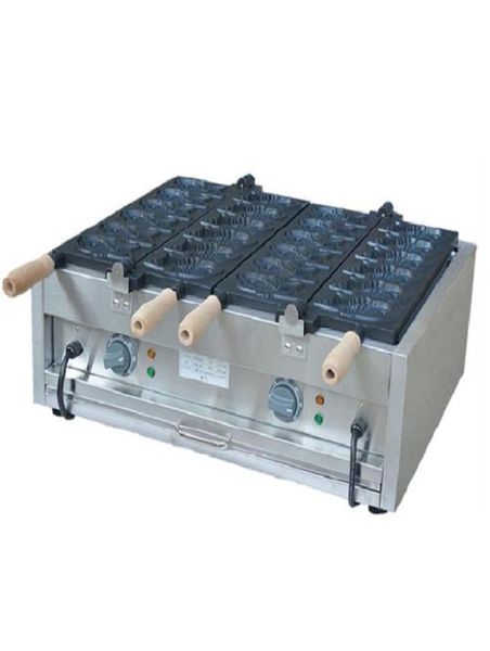 Máquina automática de fazer lanches, máquina de waffle de peixe, equipamento de cozinha, máquina comercial de taiyaki, 12 peças por time1638089