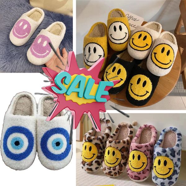 Heißer Verkauf Mode Frauen Lächeln Winter Hausschuhe weiche Plüsch Kunstpelz Schuhe Damen flauschige pelzige Wohnung Home Indoor Paar Baumwolle Smiley Gesicht Wanderschuh große Größe