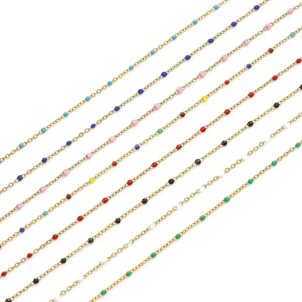 Catene Collana a catena con cavo a maglie in acciaio inossidabile 304 per creazione di gioielli fai-da-te Perline di smalto color oro Metallo 45 cm di lunghezza 1 pezzo