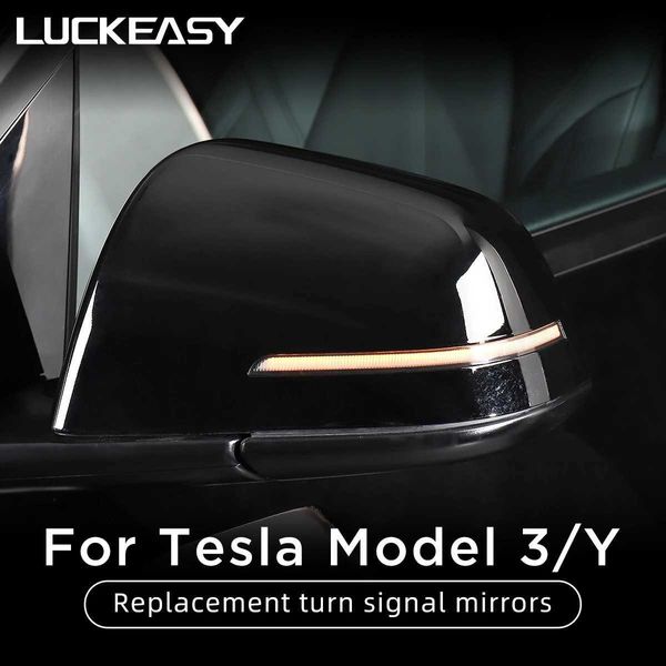Espelhos de carro LUCKEASY para Tesla Model 3 Model Y ABS Turn Signal LED Tampas de espelho Acessórios externos de carro Substituição de espelho retrovisor CoversL24014