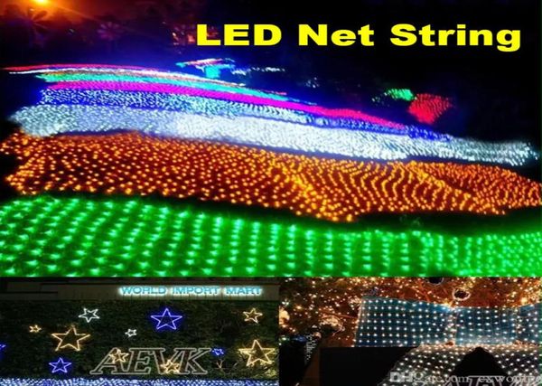 Luzes de corda de rede LED Natal ao ar livre à prova d'água malha luz de fada 2m x 3m 4m x 6m lâmpada de festa de casamento com controlador de 8 funções6062922