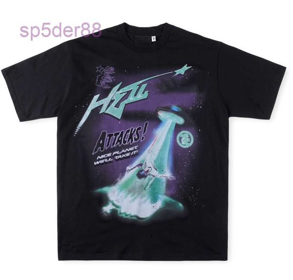 Hellstar Studios Attacks Extraterrestrial Herren T-Shirts Damen T-Shirts Herren Designer Hip Hop Street T-Shirt Herren Casual Kurzarm R3AW