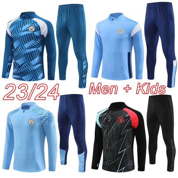 Englandes Herren-Fußball-Trainingsanzug, Kinder-Fußball-Kits 2023 2024 HAALAND DE BRUYNE FODEN City Herren-Fußball-Trainings-Trainingsanzug-Kit 23 24 Chandal Futbol Survêtement Foot