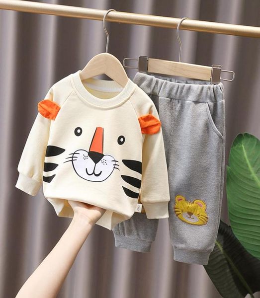 Детский комплект одежды для маленьких мальчиков, топ с длинными рукавами, футболка с изображением тигра, штаны, хлопковая одежда, комплекты одежды для малышей, детская одежда, 14 лет1744134