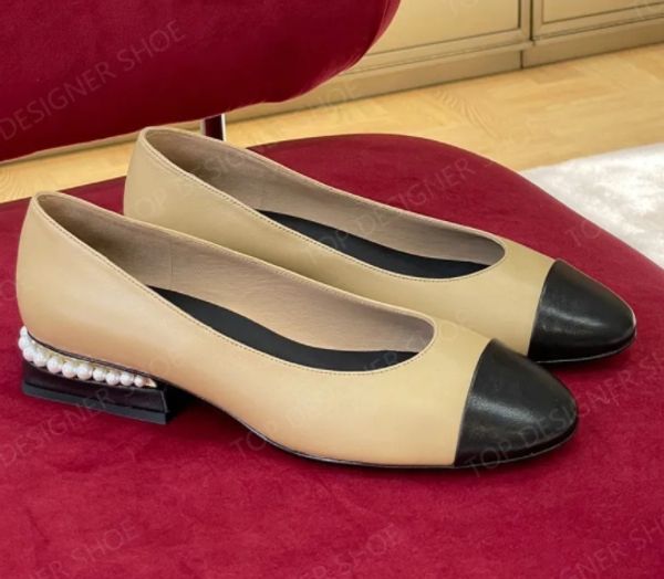 Mocassini con tacco basso Scarpe eleganti con tacco grosso Scarpe da barca in pelle di pecora da donna Fabbrica di scarpe casual piatte firmate con scatola