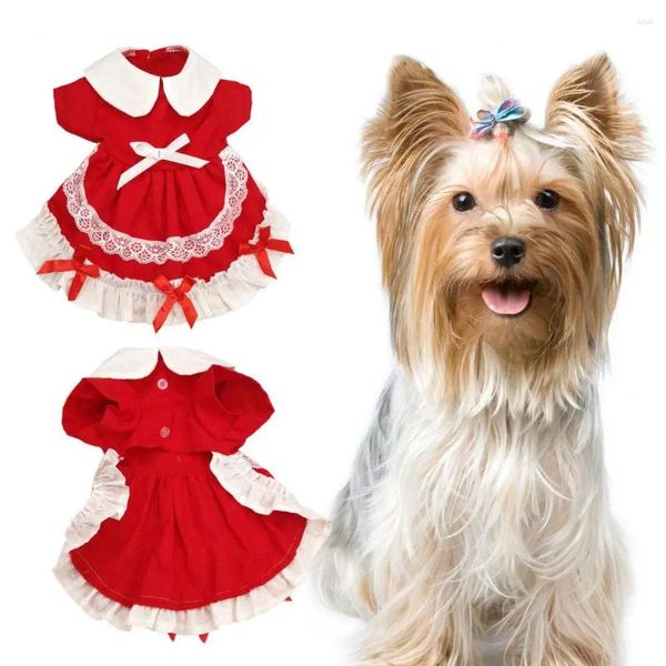 Trajes de gato Pet Princesa Vestido Botão Fechamento Cão Elegante Decorativo Bonito Verão Bowknot