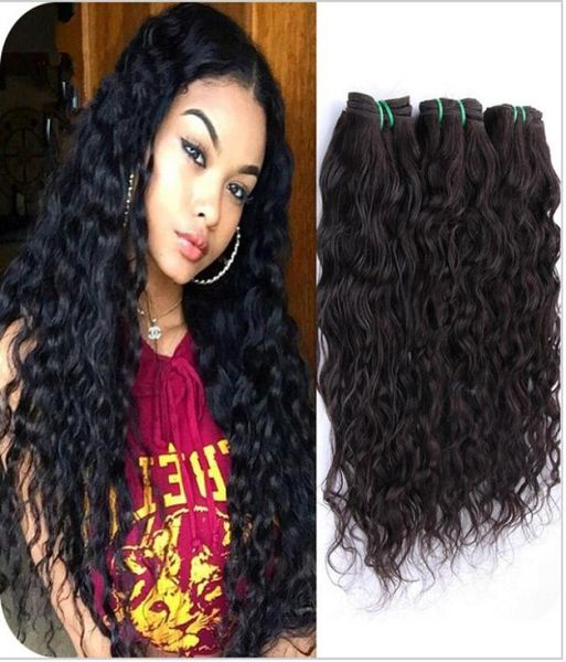 Molhado e ondulado feixes de cabelo humano brasileiro oceano onda extensões de cabelo humano 100 cabelo humano não processado tece água ondulado 3pcslot 37969772