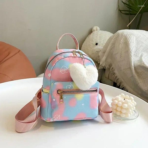 Okul çantaları mini sırt çantası kadın naylon sevimli küçük alışveriş çantası çok renkli kitap kalp kolye kızlar moda omuz çantası